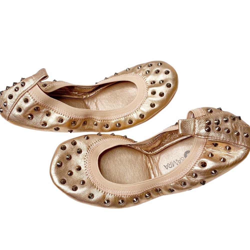 Yosi Samra Rose Gold Studded Foldable Ballet Flats Size 6